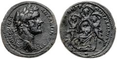 Roman Imperial Coinage Antoninus Pius. Æ 35 mm (20.76 g), AD 138-161. Tralles in Lydia. Poplios, grammateus. TI AI KAICAP ANTΩNEINOC, laureate, draped and cuirassed bust of Antoninus Pius right. Rever