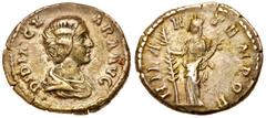 Roman Imperial Coinage Didia Clara. Silver Denarius (3.16 g), Augusta, AD 193. Rome, under Didius Julianus. DIDIA CLA-RA AVG, draped bust of Didia Clara right. Reverse: HILAR TEMPOR, Hilaritas standin
