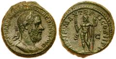 Roman Imperial Coinage Macrinus. Æ As (4.04 g), AD 217-218. Rome, AD 218. IMP CAES M OPEL SEV MACRINVS AVG, laureate and cuirassed bust of Macrinus right. Reverse: PONTIF MAX TR P II COS II P P around