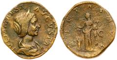 Roman Imperial Coinage Julia Maesa. Æ Sestertius (21.30 g.), Augusta, AD 218-224/5. Rome, under Elagabalus, AD 218-220. IVLIA MAESA AVGVSTA, PIETAS AVG around, S C across field, Pietas standing facing