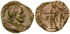 Roman Imperial Coinage Trajan Decius. Æ Sestertius (12.72 g), AD 249-251. Rome, AD 250. IMP C M Q TRAIANVS DECIVS AVG, laureate, draped and cuirassed bust of Trajan Decius right. Reverse: GENIVS EXERC