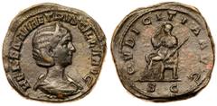 Roman Imperial Coinage Herennia Etruscilla. Æ Sestertius (21.60 g), Augusta, AD 249-251. Rome, under Trajan Decius. HERENNIA ETRVSCILLA AVG, diademed and draped bust of Herennia Etruscilla right. Reve