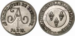 Alexander I, 1801-1825 Module of 5 Francs 1814. By Tiolier. 25.35 gm. ?? die axis. Plain edge. Bit 9 (R3). In Honor of Emperor Alexander I after the Entry of Allied Troops into Paris. Alexander I mono