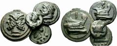 ANCIENT COINS BYZANTINE EMPIRE Lots No.: 73 Schätzwert/Estimate: CHF 500 Roman Republic. Anonymous. 4 Aes Grave 240/225 BC, Rome; As (287,5 g), Semis (138,5 g), Triens (77,1 g), Sextans (42,0 g). Haeb