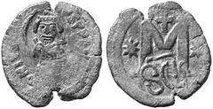 BYZANTINE EMPIRE Heraclius, 610-641. No.: 2062 Schätzwert/Estimation: CHF 150.- Follis 610/622, Sicilian mint. Countermark Heraclius bust on obverse and SCL on reverse of a follis of Justin I. 14,29 g