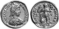Ancient Coins ROMAN EMPIRE Valentinianus III, 425-455. No.: 341 Schätzwert/Estimation: CHF 750.- Solidus 426/430, Ravenna. D N PLA VALENTI - NIANVS P F AVG Draped and cuirassed bust with rosette-diade