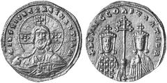 BYZANTINE EMPIRE Basil II, 976-1025 and Constantine VIII. No.: 471 Schätzwert/Estimate: CHF 500.- Histamenon, Constantinopolis. Bust of Christ with nimbus, facing. Rev. Basil II and Constantine VIII h