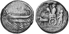 THE LAKEVIEW COLLECTION OF ANCIENT COINS GREEK COINAGE Phoenicia Sidon. No.: 5930 Schätzwert/Estimate: CHF 300.- d=28 mm Double Shekel. War galley l., waves below, above regnal year (1). Rev. Deity in