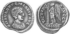THE LAKEVIEW COLLECTION OF ANCIENT COINS COINS OF THE ROMAN EMPIRE ... Euphemia, wife of Anthemius. No.: 7046 Schätzwert/Estimate: CHF 100.- d=21 mm Counterfeit Siliqua by Becker. Bust r. Rev. Victory