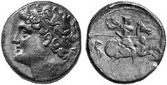 Ancient Coins from other Consignments GREEK COINAGE Sicily Syracuse. No.: 4235 Schätzwert/Estimation: CHF 100.- Aes. Diademed head of Hieron II to l. Rev. IERWNOS Horseman galloping to r. holding lanc