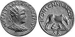 Ancient Coins from other Consignments ROMAN EMPIRE Valerian I, 253-260. No.: 4613 Schätzwert/Estimation: CHF 300.- Aes, Iconium in Lycaonia. Radiate, draped bust to r. Rev. She-wolf suckling the twins