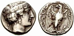 GREEK COINAGE Elis No.: 151 Schätzwert/Estimation: CHF 1200.- Olympia. Stater 344, Hera mint. F - A Head of Hera to r. with pendant earring, necklace and stephane decorated with four palmettes. Rev. E