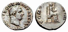 ANCIENT COINAGE ROMAN EMPIRE Vitellius, 69. No.: 5567 Schätzwert/Estimate: CHF 500.- Denarius 69, Rome. A VITELLIVS GERM IMP AVG TR P Head, laureate, to r. Rev. PONT – MAXIM Vesta seated to r., holdin