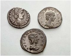 ANCIENT COINS ROME Lots No.: 689 Schätzwert/Estimate: CHF 150.- Julia Paula. Denarius. Julia Soaemias. Denarius. Gratian. Siliqua. Very fine-extremely fine. (3)