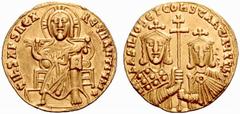 ANCIENT COINS BYZANTINE EMPIRE ... Basil I, 867-886, with Constantine. No.: 735 Schätzwert/Estimate: CHF 300.- Basil I, 867-886, with Constantine. Solidus 868/879. Christ enthroned, facing. Rev. Facin