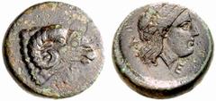 ANCIENT COINS THE GREEKS Troas No.: 1279 Schätzwert/Estimate: CHF 400 Kebren. Aes 350/310. Ram's head to r. Rev. Laureate head of Apollo between K – E. 9,42 g. SNG Copenhagen 266. SNG v. Aulock 1548. 