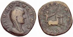 ANCIENT COINAGE SPECIAL COLLECTION OF ROMAN IMPERATORS AND EMPERORS ROMAN EMPIRE Paulina No.: 1821 Schätzwert/Estimate: CHF 100 Sestertius 235/238, Rome. DIVA PAVLINA Draped, veiled bust to r. Rev. CO