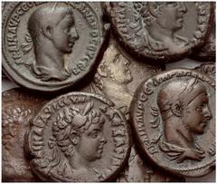 ANCIENT COINAGE Lots No.: 2067 Schätzwert/Estimate: CHF 150 Elagabalus. Tetradrachm (2). Julia Paula. Tetradrachm (2). Aquilia Severa. Tetradrachm. Severus Alexander. Tetradrachm (15). Ae-Drachm. Juli