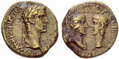 Ancient Coins ROMAN EMPIRE Caligula, 37-41. No.: 296 Schätzwert/Estimate: CHF 150 Aes 37/38, Smyrna in Ionia. Head, laureate, r. Rev. Facing busts of Agrippina and Germanicus. 5,65 g. Klose, Smyrna 29