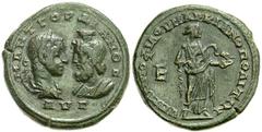 Lot 64.  MOESIA INFERIOR. Marcianopolis. Gordian III. 238-244 AD. Æ Pentassarion (27mm - 12.23 g). Menophilus, magistrate. Confronted busts of Gordian, laureate, draped and cuirassed and Serapis / Hyg