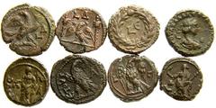 Lot 169.  Lot of Eight Alexandrian Tetradrachms. Includes the following: Aurelian and Vabalathus. Emmett 3914 // Aurelian. Year 4. Eagle standing right on wreath. Emmett 3933 // Aurelian. Year 4. Eagl