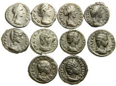 Lot 177.  Lot of Ten Roman Denarii, each Featuring a Different Empress. Includes the following: Sabina. Venus standing right. RSC 73 // Diva Faustina I. Ceres standing left holding torch. RSC 104 // L