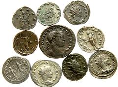 Lot 205.  Lot of Ten Miscellaneous Roman Issues. Includes the following: Gordian III. Antoninianus. Sol // Gordian III. Antoninianus. Liberalitas // Victorinus. Antoninianus. Pax // Victorinus. Antoni