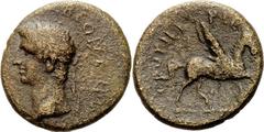 Lot 120.  CORINTHIA. Corinth. Tiberius (14-37). Ae. Ex BCD ! Obv: A VATRONIO LABEONE IIVIR. Laureate bust left. Rev: L RVTILIO PLANCO IIVIR COR. Pegasus standing right. BCD Korinth - ;cf. 368. Amandry