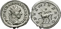 Trajan Decius. A.D. 249-251. AR antoninianus (22 mm, 3.83 g, 11 h). Rome, A.D. 250. IMP C M Q TRAIANVS DECIVS AVG, radiate, draped and cuirassed bust of Trajan Decius right / ADVENTVS AVG, Trajan Deci