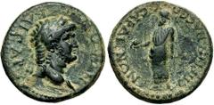 Lydia, Sardes. Nero. A.D. 54-68. Æ (18 mm, 3.13 g, 6 h). Ca. A.D. 65. Tiberius Claudius Mnaseas, strategos. ΝЄΡΩΝ ΚΑΙCΑΡ, laureate head of Nero right / ЄΠΙ TI MNACЄΟ-Υ CAPΔIANΩN, Zeus Lydios standing 