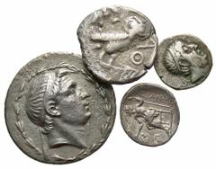 [Greek]. Lot of four AR. Includes: Macedonian Kingdom. Alexander III. Drachm // Attica, Athens. Tetradrachm // Cappadocian Kingdom. Ariobarzanes I. Drachm // Seleukid Kingdom. Demetrios I Soter. Tetra