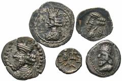 [Non-Classical]. Lot of five Persis AR hemidrachms and obols, all different rulers. Includes: Darios I. Hemidrachm. Alram 565. Toned VF // Artaxerxes II. Hemidrachm. Alram 574. EF, spotty toning // Na