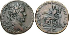 Geta. A.D. 209-212. Æ sestertius (28 mm, 22.37 g, 12 h). Rome, A.D. 211. P SEPT GETA PIVS AVG BRIT, laureate bust of Geta right, slight drapery on far shoulder / FORT RED TR P III COS II P P, S C in e