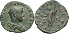 Philip II. As Caesar, A.D. 244-247. Æ sestertius (28 mm, 14.35 g, 12 h). Rome, under Philip I, A.D. 246. M IVL PHILIPPVS CAES, bare-headed and draped bust of Philip II right / PRINCIPI I-VVENT, S C ac