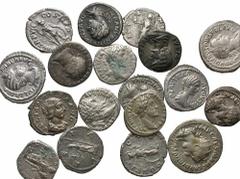 [Roman Imperial]. Lot of eighteen AR antoniniani and denarii. All denarii unless otherwise indicated: Trajan // Antoninus Pius // Diva Faustina I // Faustina II // Septimius Severus (3) // Julia Domna