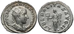 Gordian III. A.D. 238-244. AR antoninianus (22 mm, 3.45 g, 12 h). Rome, A.D. 239. IMP CAES M ANT GORDIANVS AVG, radiate, draped and cuirassed bust of Gordian III right / LIBERALITAS AVG II, Liberalita