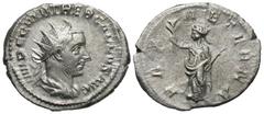 Roman Imperial Coins Trebonianus Gallus. A.D. 251-253. AR antoninianus (23 mm, 3.62 g, 6 h). Rome, A.D. 252. IMP C C VIB TREB GALLVS P F AVG, radiate, draped and cuirassed bust of Trebonianus Gallus r