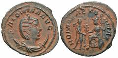 Roman Imperial Coins Salonina. Augusta, A.D. 254-268. BI antoninianus (21 mm, 3.31 g, 6 h). Antioch. SALONINA AVG, diademed and draped bust of Salonina right, resting on a crescent / ROMAE AETERNAE, e