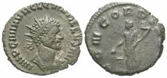 Roman Imperial Coins Quintillus. A.D. 270. Æ antoninianus (19 mm, 2.56 g, 5 h). Rome. IMP C M AVR QVINTILLVS AVG, radiate and cuirassed bust of Quintillus right / CONCORDIA [AVG], Concordia standing f