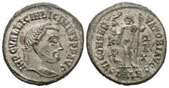Roman Imperial Coins Licinius I. A.D. 308-324. Æ follis (19 mm, 3.52 g, 12 h). Alexandria, A.D. 315/6. IMP C VAL LICIN LICINIVS P F AVG, laureate head of Licinius I right / IOVI CONSER-VATORI AVGG, Ju