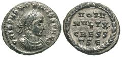 Roman Imperial Coins Crispus. Caesar, A.D. 317-326. Æ follis (19 mm, 2.82 g, 12 h). Thessalonica, A.D. 318/9. CRISPVS NOBILISS CAES, laureate and cuirassed bust of Crispus right / VOT ·V·/MVLT ·X·/CAE