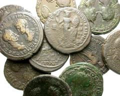 Lot 147.  Lot of 11 Double Portrait Æ's from Marcianopolis. Includes the following: Septimius/Domna, Tyche // Caracalla/Domna, Demeter // Macrinus/Diadumenian, Hercules, Artemis, Emperor, Homonoia // 