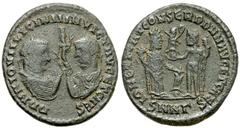 Lot 75.  LICINIUS I. 308-324 AD. Æ Follis (21mm - 3.66 g). Nicomedia mint. Struck 318 AD. DD NN IOVII LICINII INVICT AVG ET CAES, confronted bust of Licinius I and Licinius II, both laureate and drape