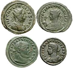 Lot 108.  Lot of Four Roman Æ's. Includes the following: Tacitus. Antoninianus. SECVRIT PERP. RIC 163 // Probus. Antoninianus. VIRTS PROBI AVG. RIC 816 // Licinius I. Follis. Siscia mint. IOVI CONSERV