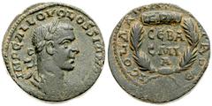 Lot 48.  SYRIA, Coele-Syria. Damascus. Volusian. 251-253 AD. Æ 24mm (11.07 g). Laureate, draped and cuirassed bust right, seen from behind / CEBA/CMI/A in three lines within wreath, banner on wreath i