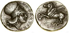 STAROŻYTNOŚĆ Stater, (ok. 344-317 pne); Aw: Głowa Ateny w hełmie kor...Timoleon (344–317 pne), Stater, (ok. 344–317 pne); Aw: Głowa Ateny w hełmie korynckim w prawo, po prawej ΣΥΡΑΚΟΣΙΟΝ; Rw: Pegaz w 