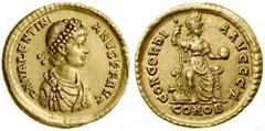 STAROŻYTNOŚĆ Solidus, (383-388), Konstantynopol; Aw: Popiersie cesar...Walentynian II (375–392), Solidus, (383–388), Konstantynopol; Aw: Popiersie cesarza w diademie w prawo, D N VALENTINIANVS P F AVG