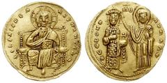 Byzantine Empire - Romanus III Agryrus 1028-1034; histamenon nomisma (solidus) 1028-1034, Konstantynopol, Aw: Chrystus siedzący na tronie na wprost, + IhS XIS REX REGNANTIhm, Rw: Matka Boska nakładają