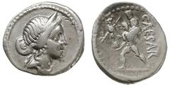 ROMAN REPUBLIC; Roman Republic - Julius Caesar 47-46 BC. denar 47-46 pne, mennica w Afryce, Aw: Głowa Wenus w prawo, Rw: Eneasz kroczący w lewo, niosący palladium i swego ojca Anchizesa, po prawej CAE
