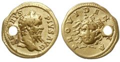 ROMAN IMPERIUM; Roman Imperium - Septimius Severus 193-211. aureus 202-210, Aw: Popiersie Septymiusza w prawo, SEVERVS PIVS AUG, Rw: Głowa Gorgony Meduzy na wprost, PROVIDENTIA, RIC 285 (R3), C. 589 (